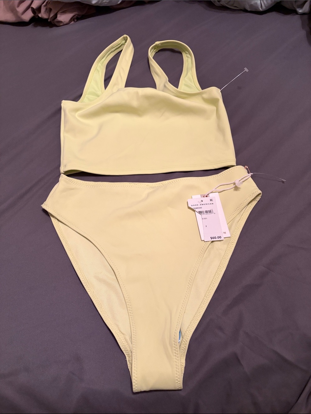Good American Lemon Crop Bikini Top with High-Waist Bottom - Light Yellow